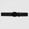 Gucci Leather belt with interlocking G Black Buckle 368186