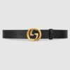 Gucci Leather belt with interlocking G buckle Black 474347