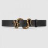 Gucci Leather belt with snake buckle black 458935