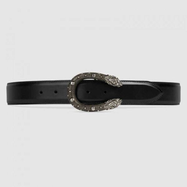 Gucci Leather belt with tiger head buckle 451155