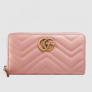 Gucci Light Pink GG Marmont Zip Around Wallet