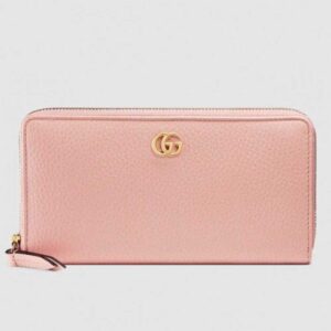 Gucci Light Pink Leather Zip Around Wallet