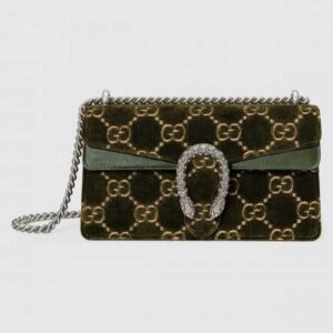 Gucci Olive Dionysus GG Velvet Small Bag