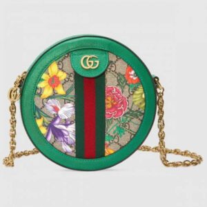 Gucci Ophidia GG Flora Mini Round Green Bag