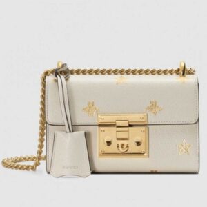 Gucci Padlock Bee Star small shoulder bags White Leather