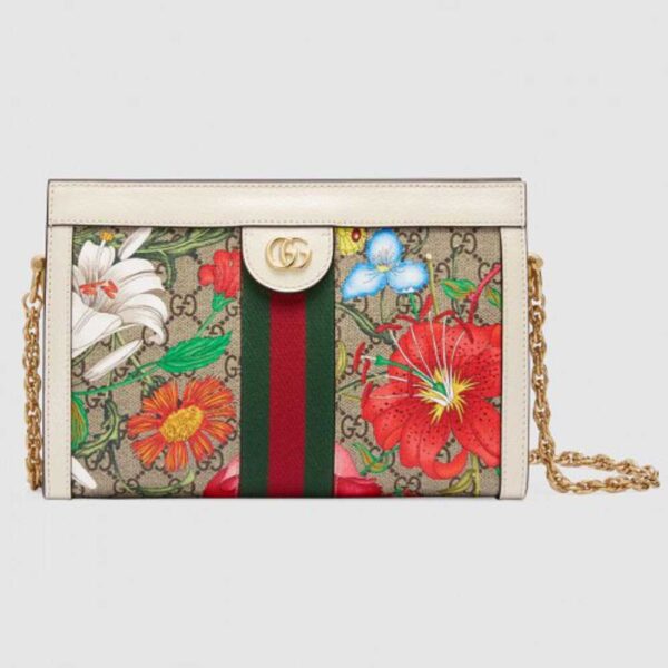 Gucci Padlock GG Flora White Small Shoulder Bag