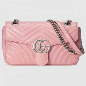 Gucci Pastel Pink GG Marmont Small Matelasse Shoulder Bag