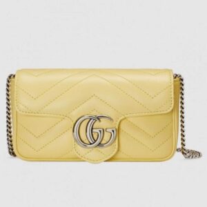 Gucci Pastel Yellow GG Marmont Matelasse Super Mini Bag