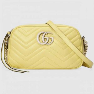 Gucci Pastel Yellow GG Marmont Small Camera Shoulder Bag