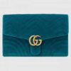 Gucci Petrol Blue GG Marmont Velvet Clutch Bag