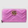 Gucci Pink GG Marmont Zip Around Wallet