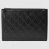 Gucci Portfolio Pouch Bag In Black GG Embossed Perforated Leather