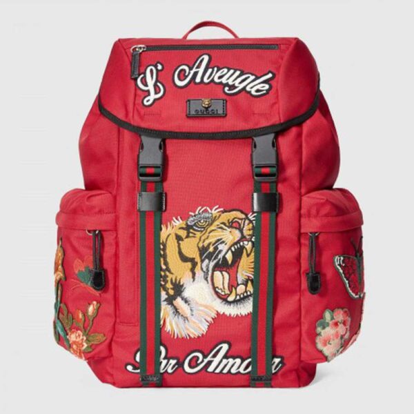 Gucci Red Backpack With Embroidery