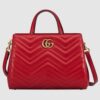 Gucci Red GG Marmont Small Matelasse Top Handle Bag