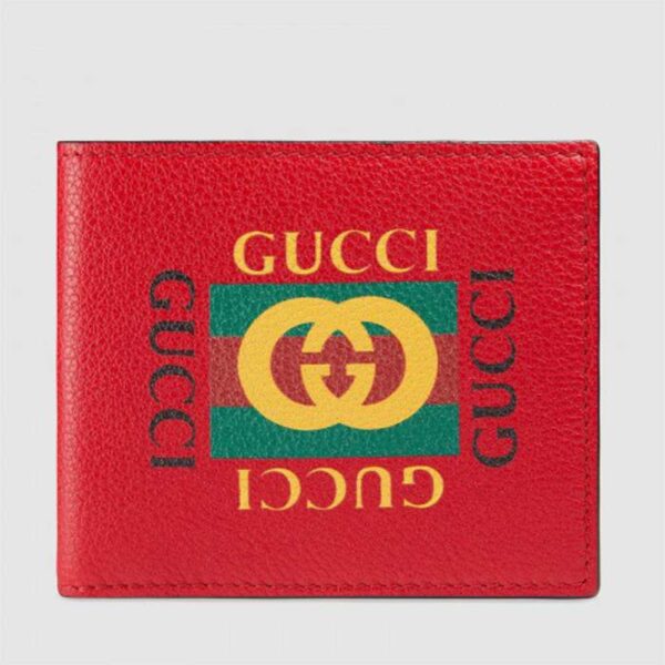 Gucci Red Print Leather Bi-fold Wallet