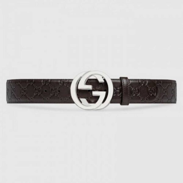 Gucci Signature belt with G buckle Brown 411924