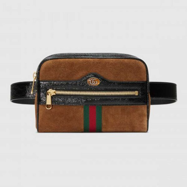 Gucci Small Ophidia Belt Bag In Brown Suede Leather