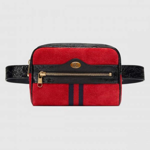 Gucci Small Ophidia Belt Bag In Red Suede Leather