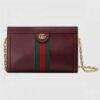 Gucci Structured Shape Web Ophidia Small Shoulder Bag 503877 Leather Burgundy 2019