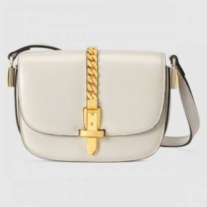 Gucci Sylvie 1969 Mini Shoulder Bag In White Calfskin