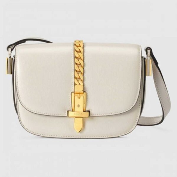 Gucci Sylvie 1969 Mini Shoulder Bag In White Calfskin