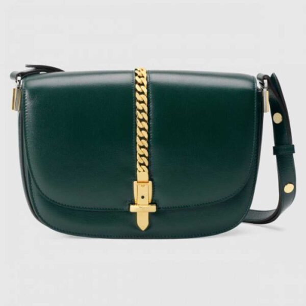 Gucci Sylvie 1969 Small Shoulder Bag In Green Calfskin