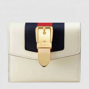 Gucci Sylvie Flap Wallet In White Leather