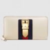 Gucci Sylvie Zip Around Wallet In White Leather