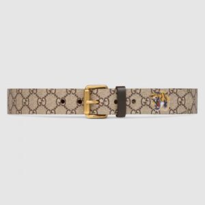 Gucci Tiger Print GG Supreme Belt With Square Buckle