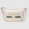 Gucci Vintage Logo Print Half-Moon Hobo Bag 523588 White 2018