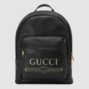 Gucci Vintage Logo Print Leather Backpack Bag 547834 Black