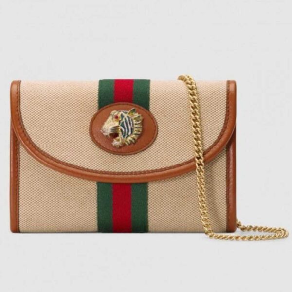 Gucci Vintage Web Rajah Chain Mini Bag 573797 Canvas Beige 2019