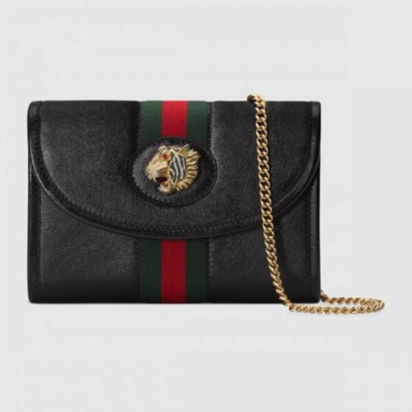 Gucci Vintage Web Rajah Chain Mini Bag 573797 Leather Black 2019