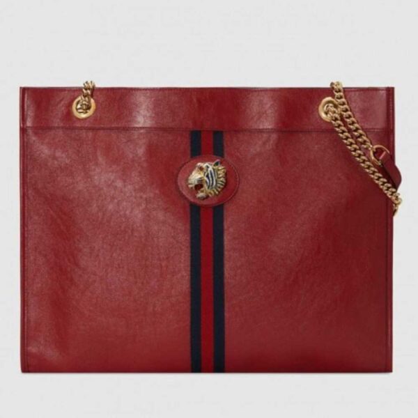 Gucci Vintage Web Rajah Large Tote Bag 537219 Leather Red 2019