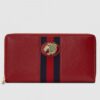 Gucci Vintage Web Rajah Zip Around Wallet 573791 Leather Red