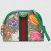 Gucci Web Ophidia GG Flora Print Small Shoulder Bag Green