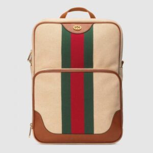 Gucci Web Vintage Canvas Backpack Bag 575063 Beige 2019