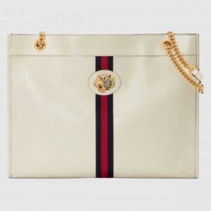 Gucci White Calfskin Rajah Large Tote