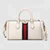 Gucci White Leather Ophidia Medium Boston Bag