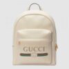 Gucci White Print Leather Logo Backpack