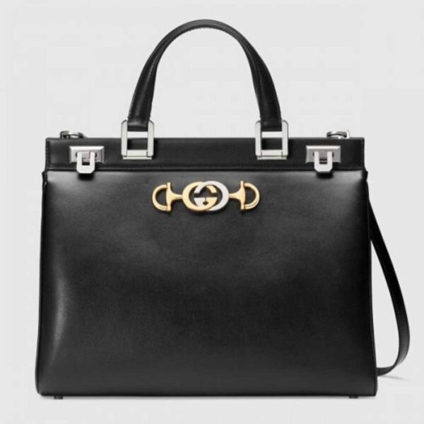 Gucci Zumi Grainy Leather Medium Top Handle Bag 564714 Black 2019