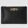 Gucci Zumi Grainy Leather Pouch Clutch Bag 570728 Black 2019