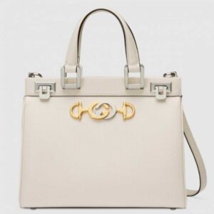 Gucci Zumi Grainy Leather Small Top Handle Bag 569712 White 2019