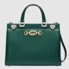 Gucci Zumi Green Grainy Leather Medium Top Handle Bag