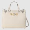 Gucci Zumi White Grainy Leather Medium Top Handle Bag