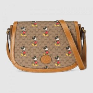 Gucci ‎602694 Disney x Gucci small shoulder bag in Beige/ebony mini GG Supreme canvas